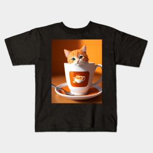 Adorable Orange Cat Illustration- Modern Digital Art Kids T-Shirt